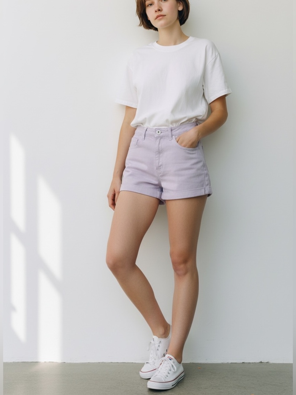Cotton On Pastel Lilac/Lavender High-Rise Denim Shorts - Women